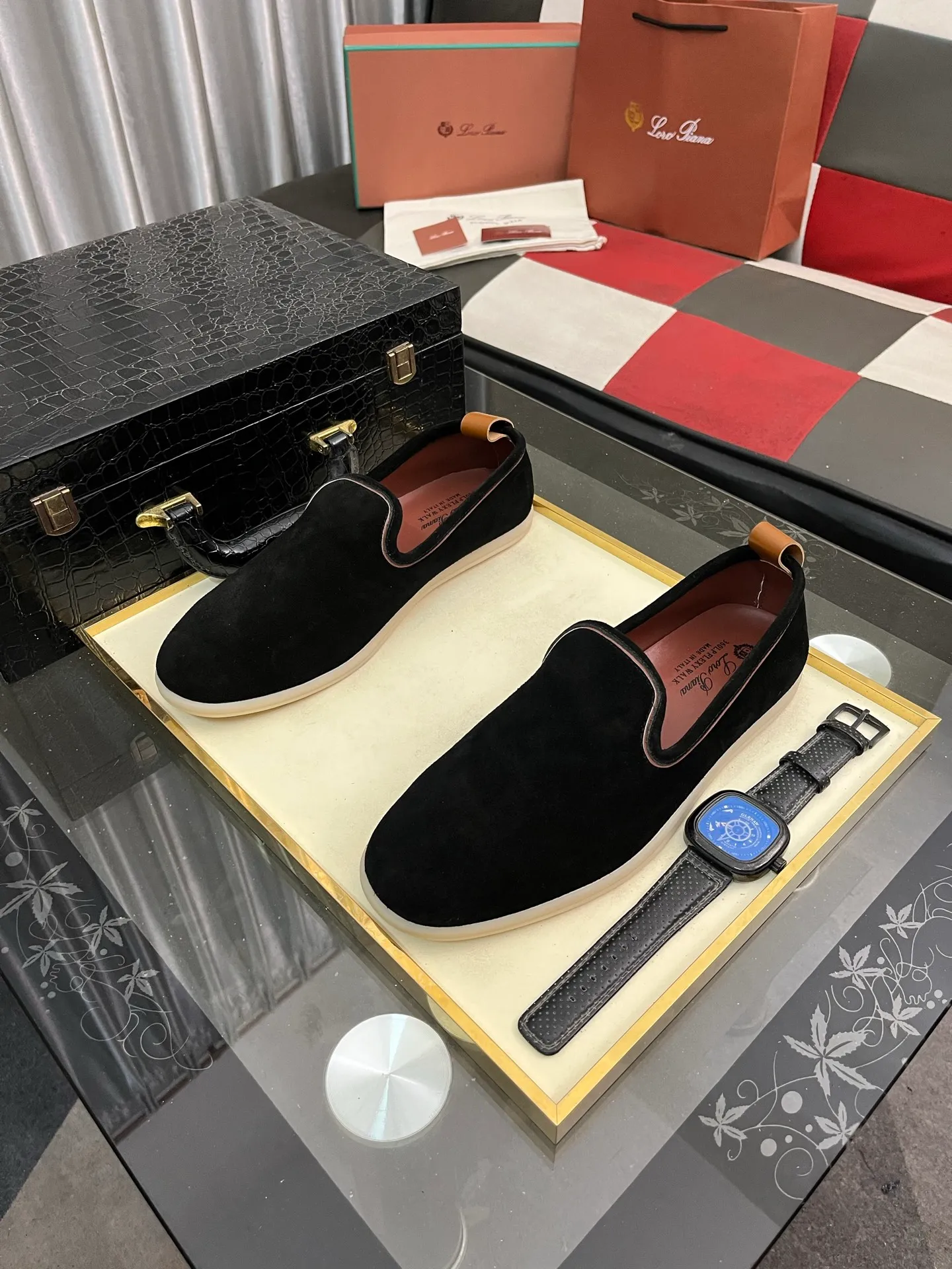 Men's men's shoes 💰420⌚️⌚️Loro*Piana pure original 2023 soft and comfortable LP deerskin flat casual star same style slip-on Loft men's shoes size 38-44